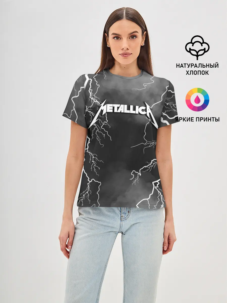 Женская базовая футболка / METALLICA РАЗРЯД МОЛНИИ