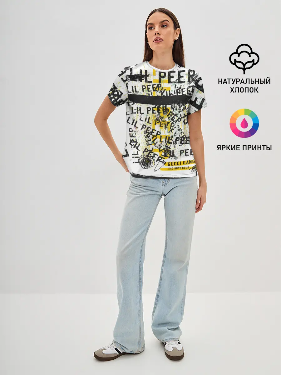 Женская базовая футболка / LIL PEEP Vintage Graffiti Wall