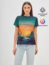 Женская базовая футболка / Закат Лес