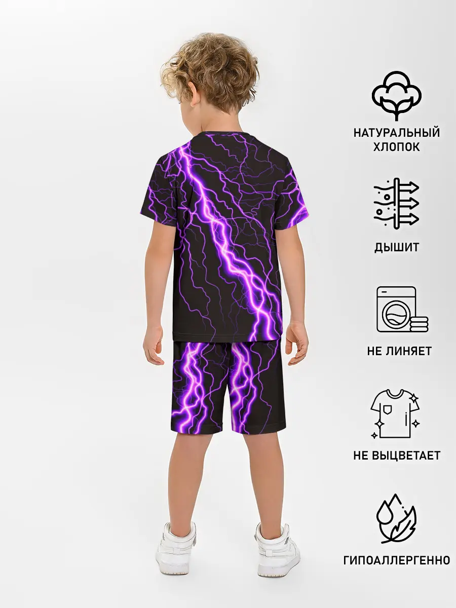 Детская пижама с шортами / GENSHIN IMPACT МОЛНИЯ НЕОН