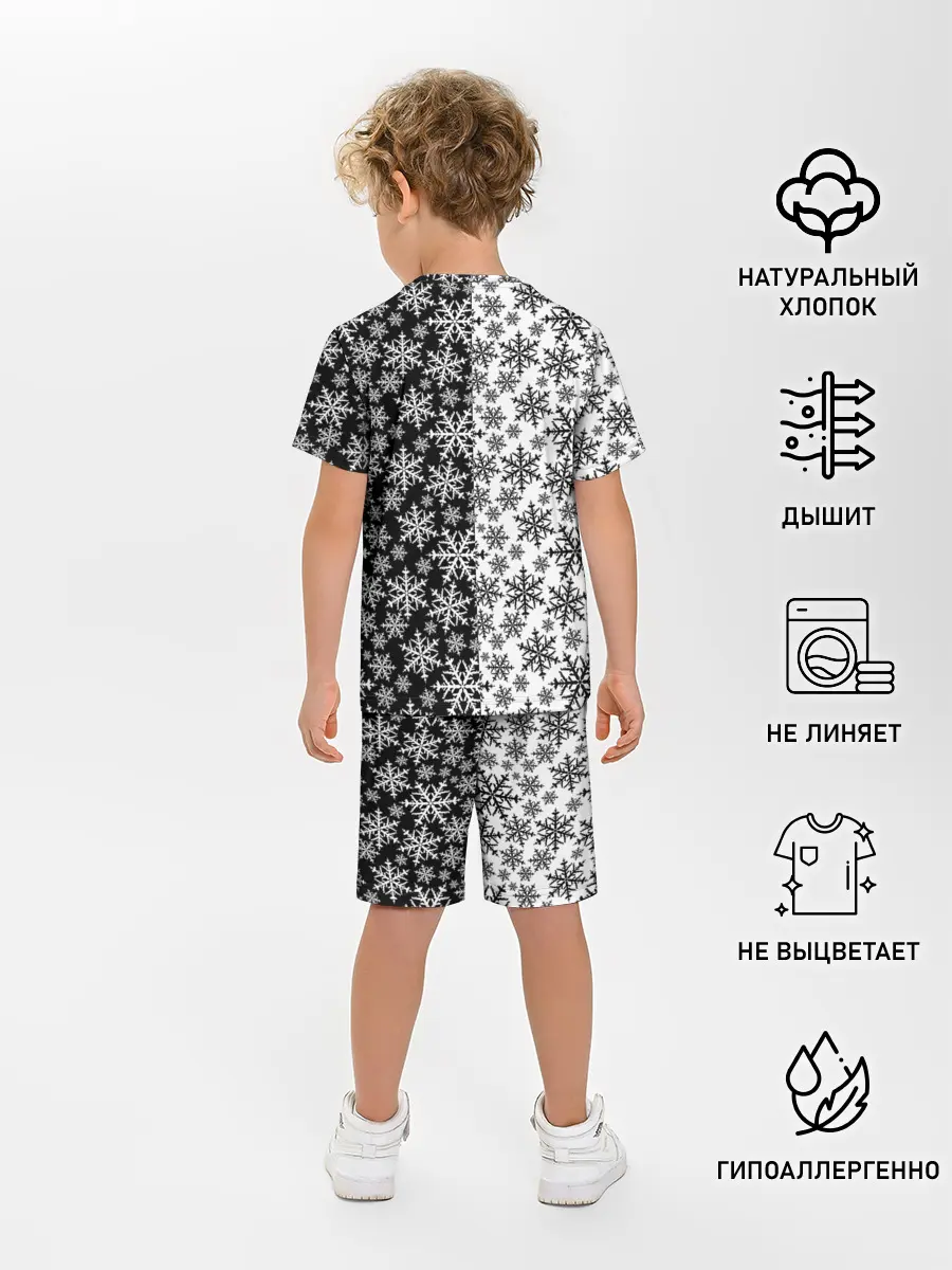 Детская пижама с шортами / Снежинки