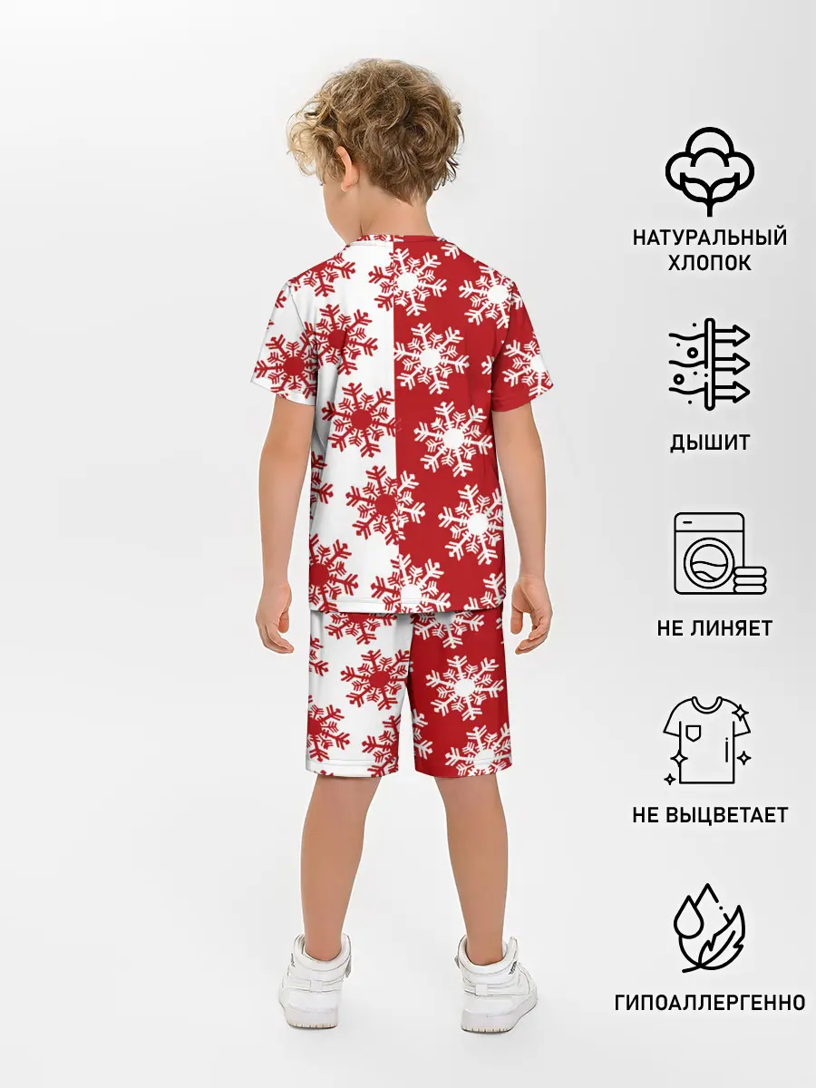 Детская пижама с шортами / Новогодние Снежинки 2022