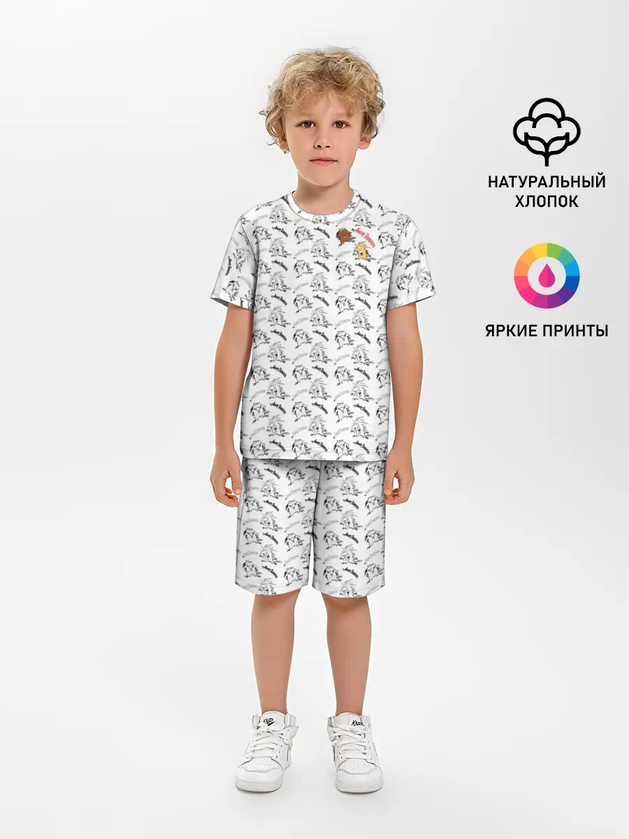 Детская пижама с шортами / Крутые бобры паттерн