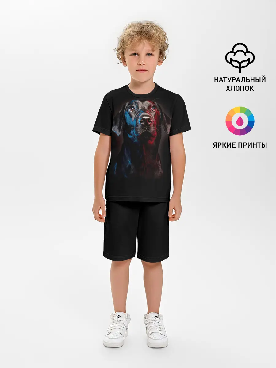 Детская пижама с шортами / Чёрный лабрадор