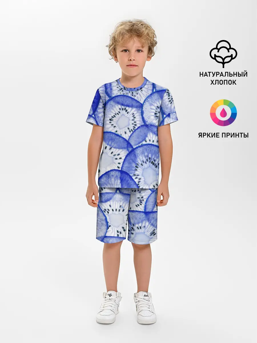 Детская пижама с шортами / Синий Киви