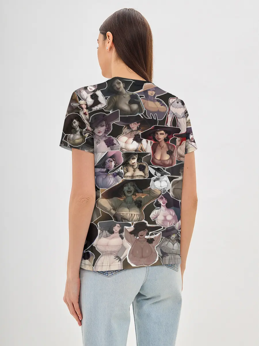 Женская базовая футболка / Dimitrescu stikers style 2