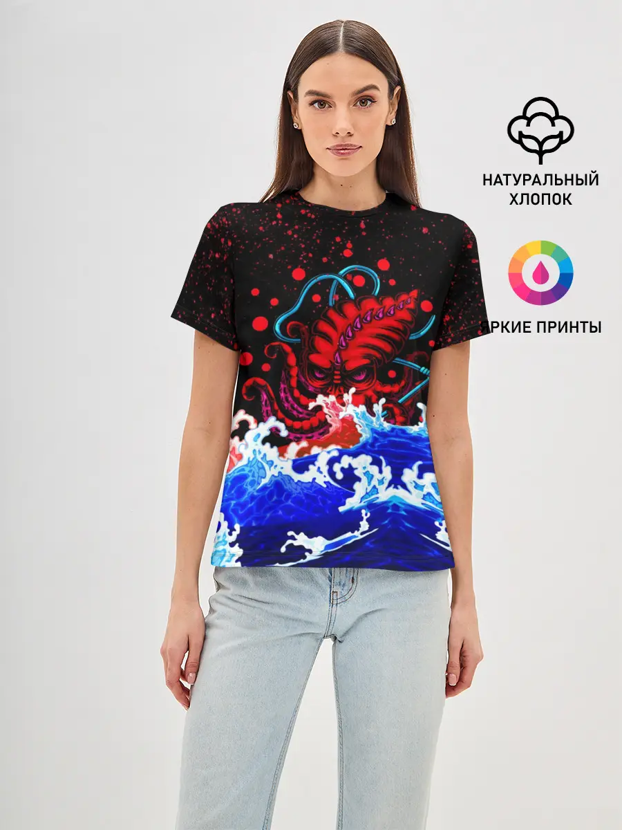 Женская базовая футболка / Кровавый Кракен Монстр