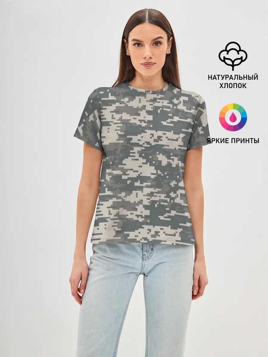 Женская базовая футболка / Цифровой камуфляж