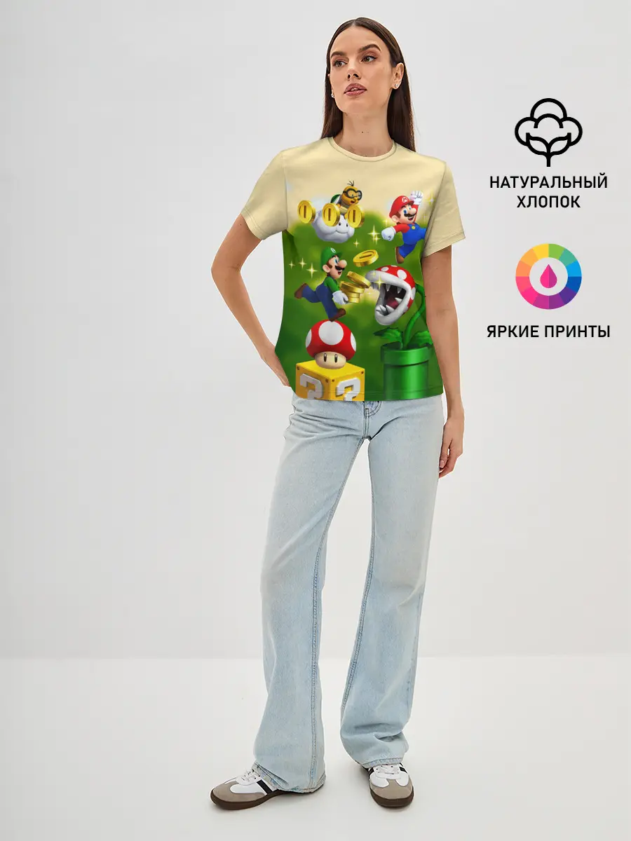 Женская базовая футболка / Mario Coins