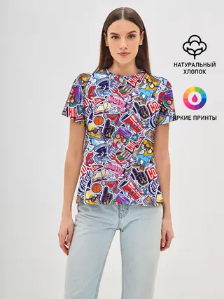 Женская базовая футболка / Стикерпак