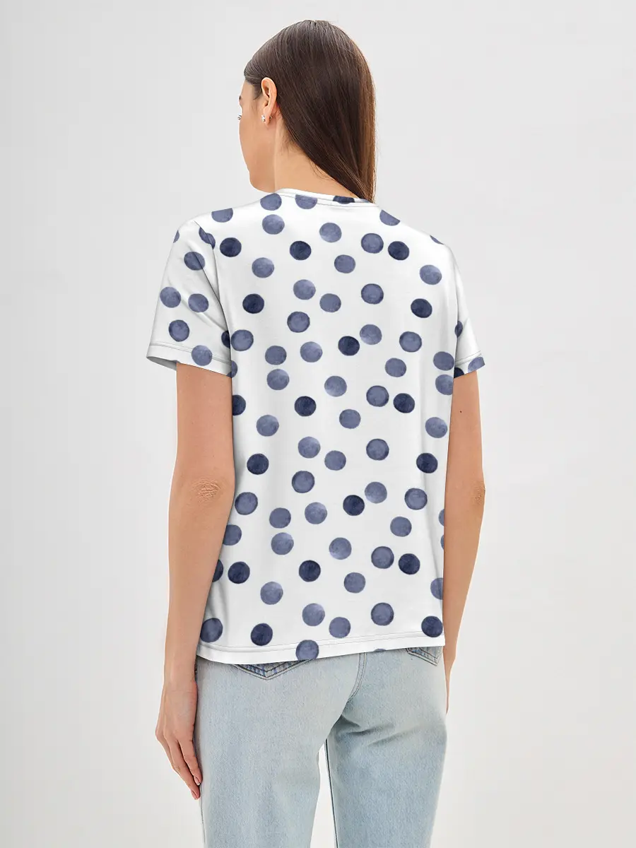 Женская базовая футболка / Акварельный синий горох