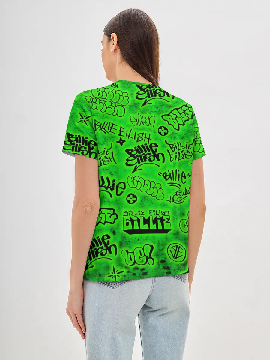 Женская базовая футболка / Billie Eilish Graffiti glow
