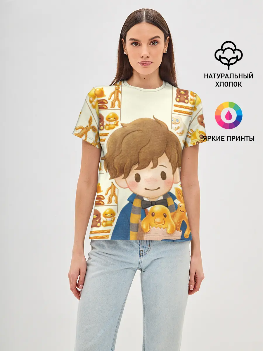 Женская базовая футболка / Newton Scamander in Bakery