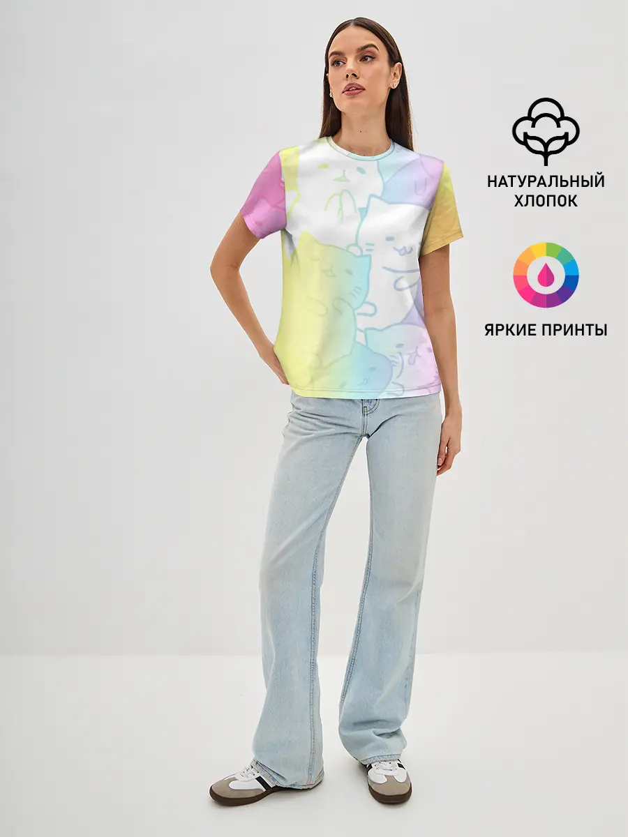 Женская базовая футболка / Котоколлаж 05