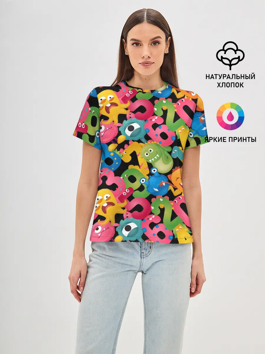 Женская базовая футболка / Monstry с цифрами