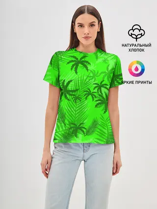 Женская базовая футболка / ПАЛЬМЫ | ЛЕТО | TROPICAL