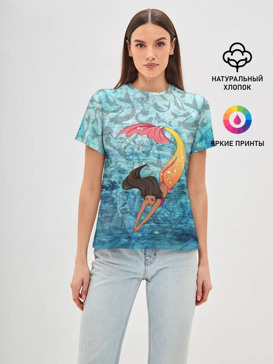 Женская базовая футболка / Русалка | Подводный мир