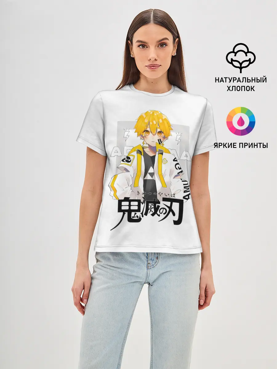 Женская базовая футболка / Зеницу Агацума Kimetsu no Yaiba