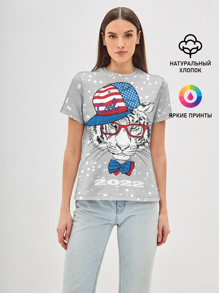 Женская базовая футболка / Крутой белый тигр