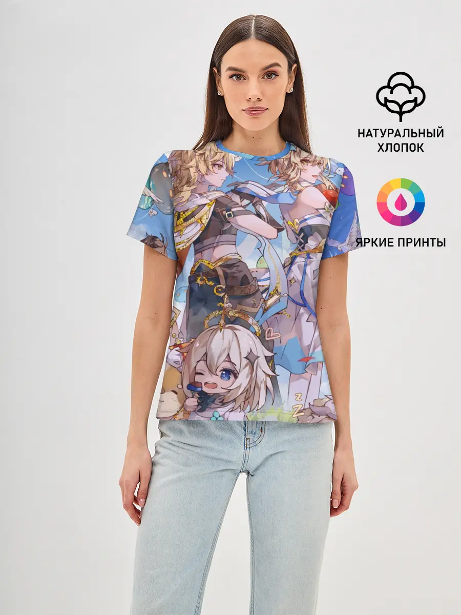 Женская базовая футболка / Genshin impact день рождение