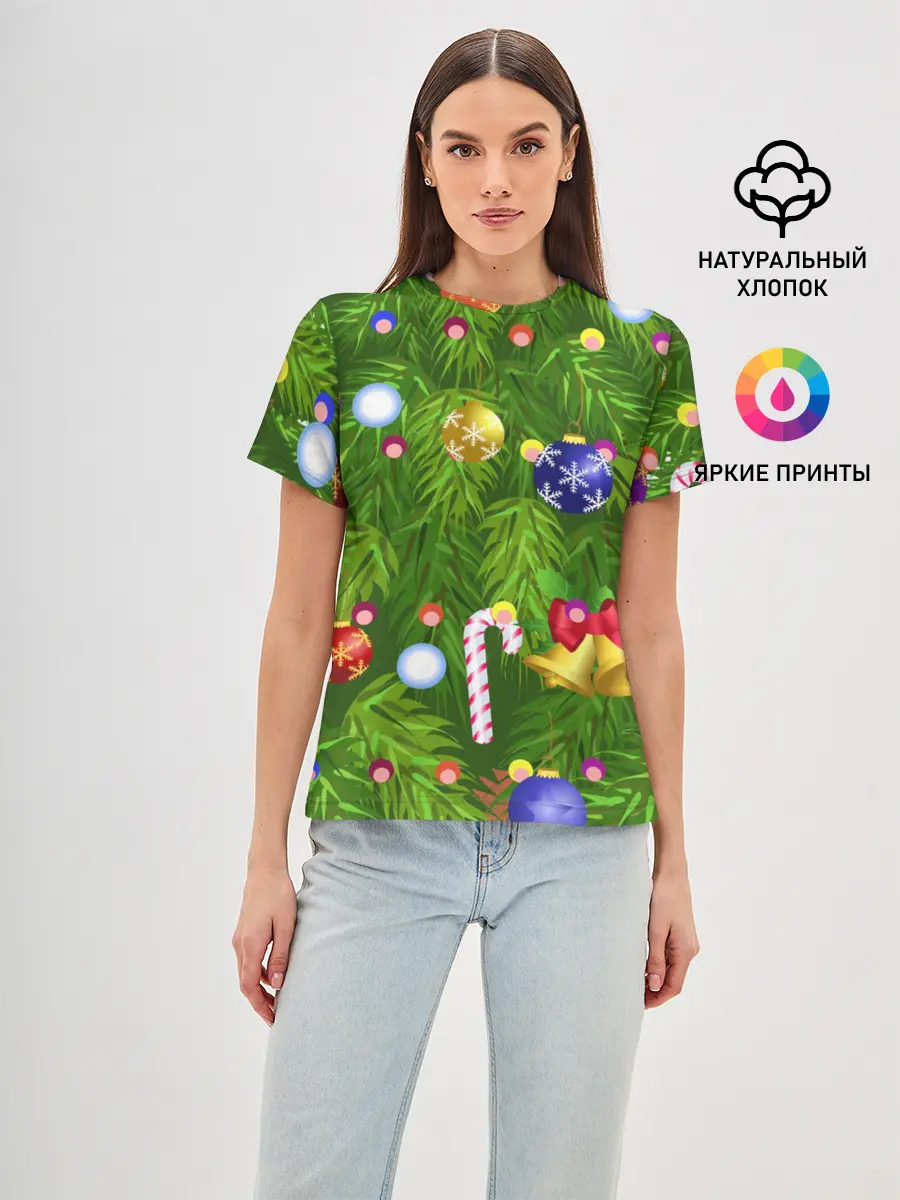 Женская базовая футболка / Ёлка новогодняя