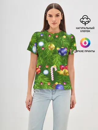 Женская базовая футболка / Ёлка новогодняя