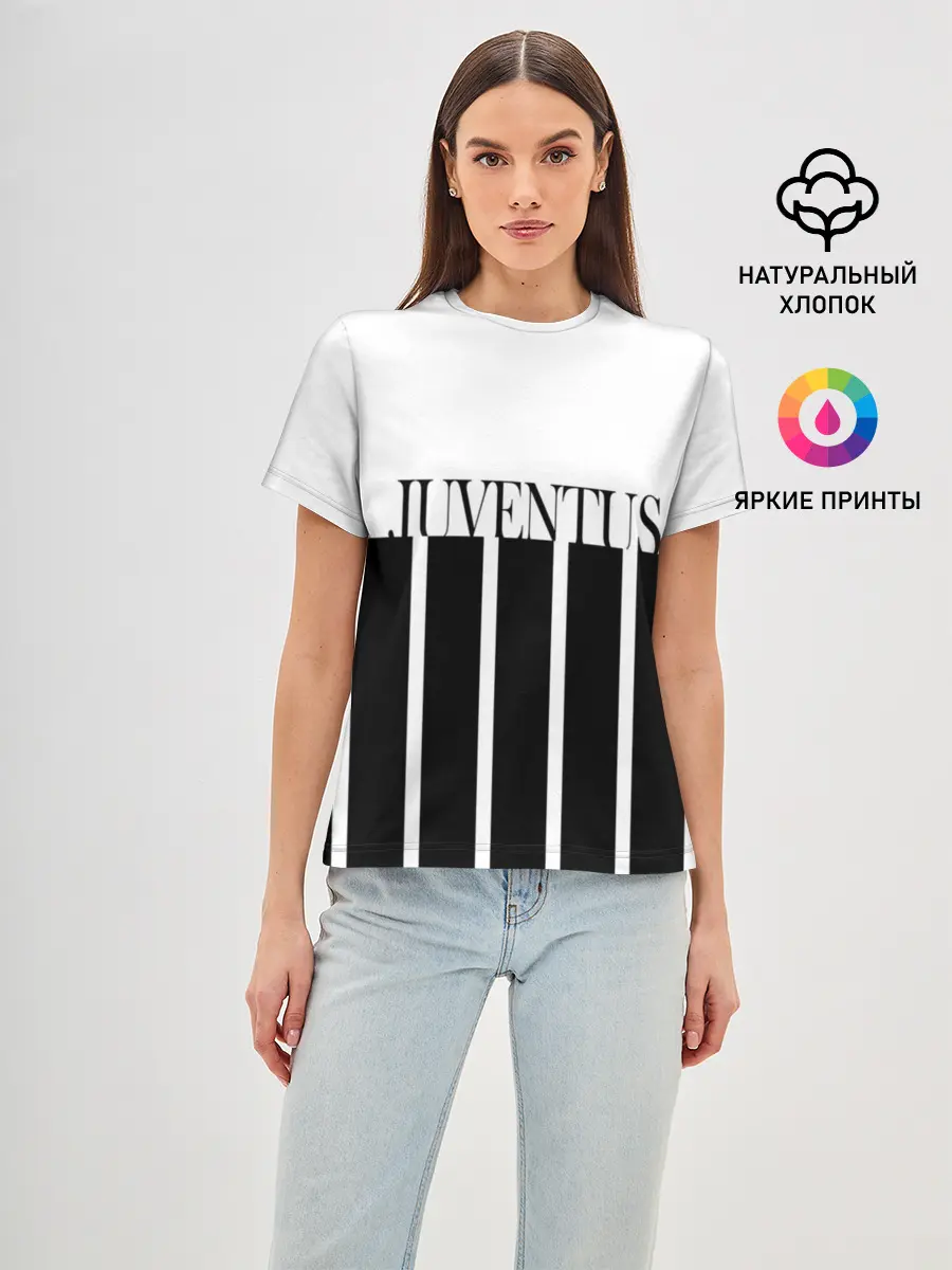 Женская базовая футболка / Juventus | Tee Black and White
