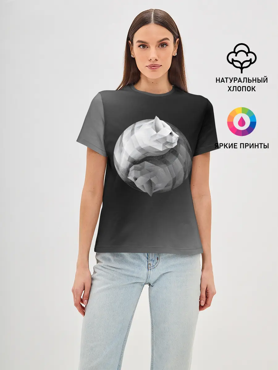 Женская базовая футболка / Янь Янь Котики