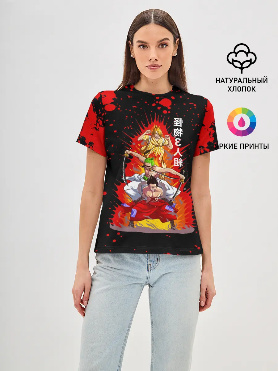 Женская базовая футболка / Санджи, Зоро и Луффи One Piece