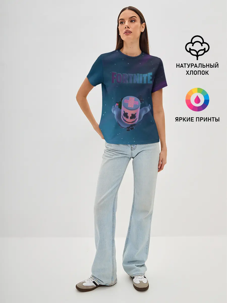 Женская базовая футболка / Fortnite x Marshmello