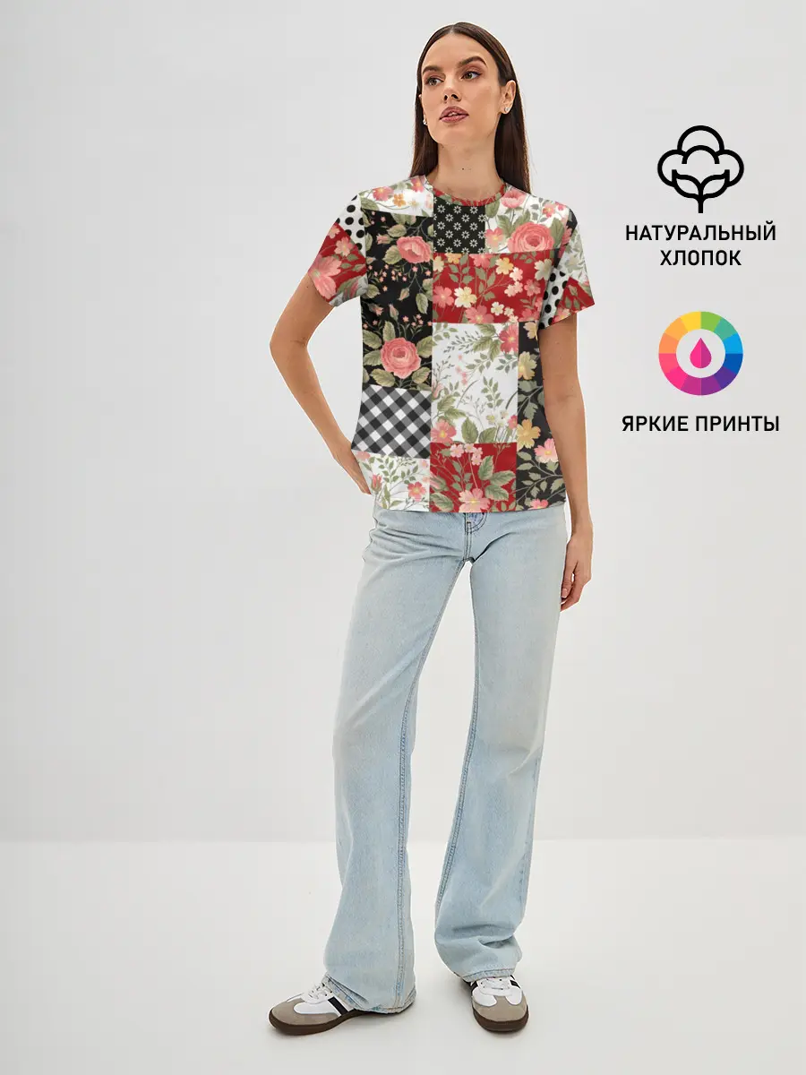 Женская базовая футболка / Лоскутный орнамент