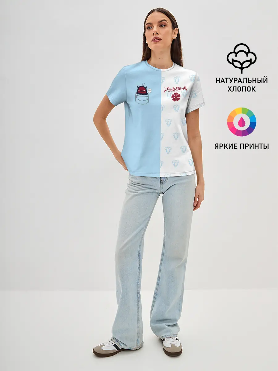 Женская базовая футболка / Чёрный клевер Неро в кармашке