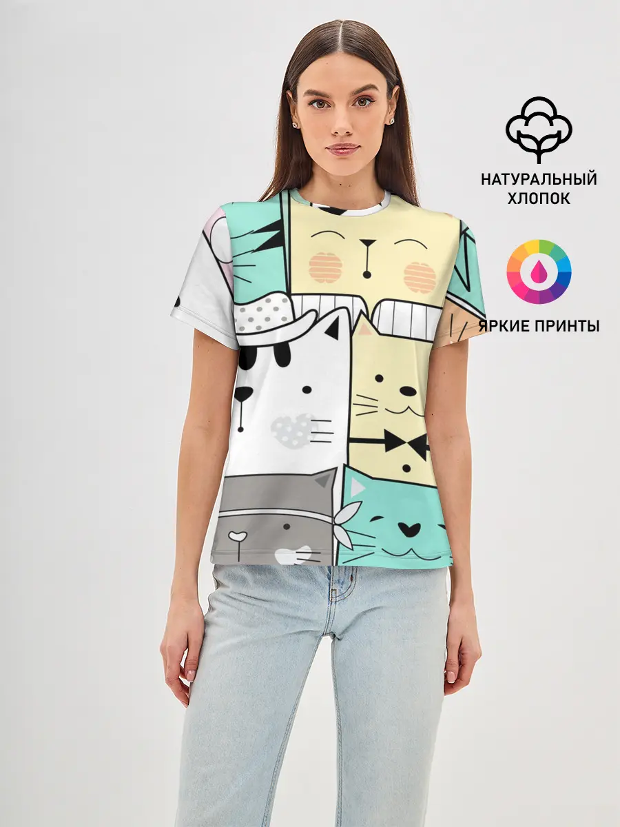 Женская базовая футболка / ДЕЛОВЫЕ КОТЕЙКИ | ЛЮБЛЮ КОТОВ