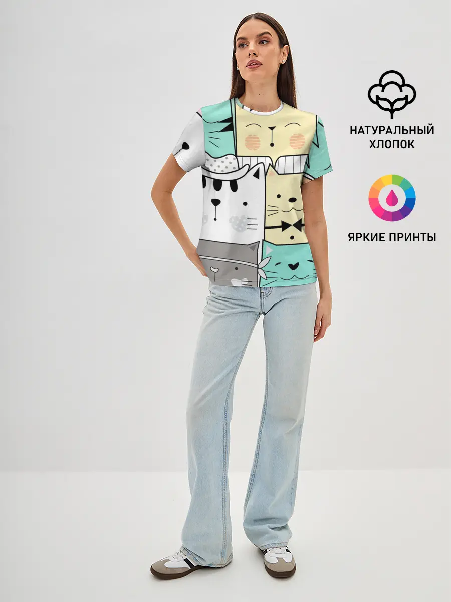 Женская базовая футболка / ДЕЛОВЫЕ КОТЕЙКИ | ЛЮБЛЮ КОТОВ