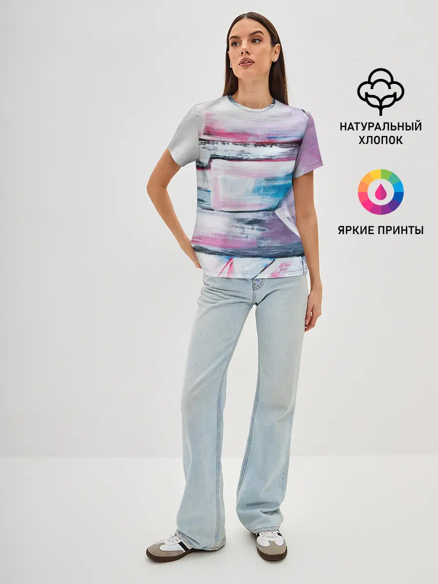Женская базовая футболка / Цветные мелки