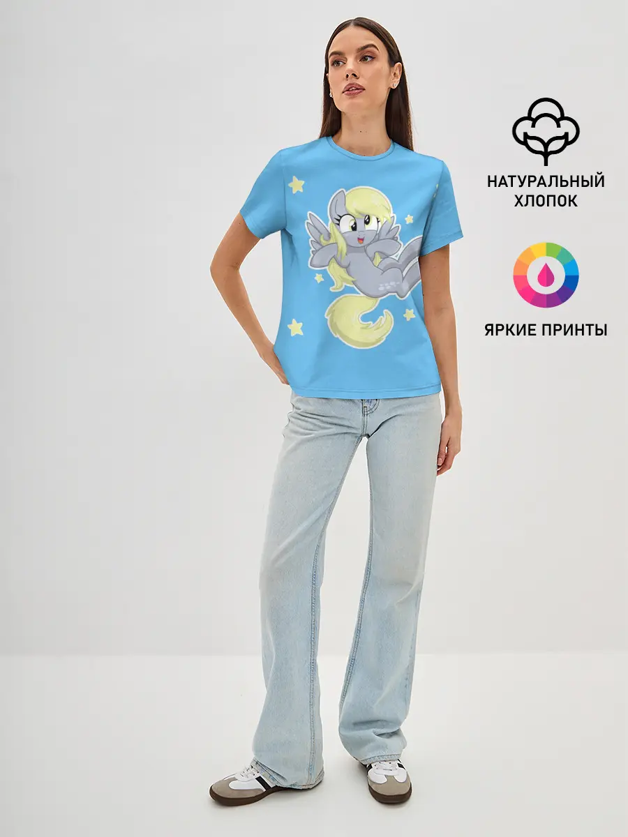 Женская базовая футболка / Пони в звёздном небе