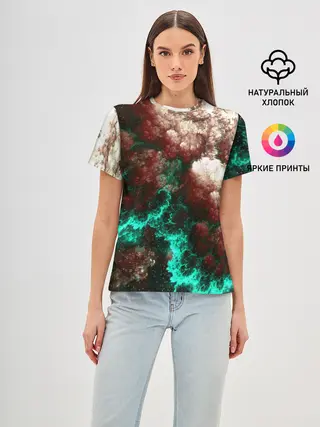 Женская базовая футболка / НЕОНОВЫЙ КОСМОС