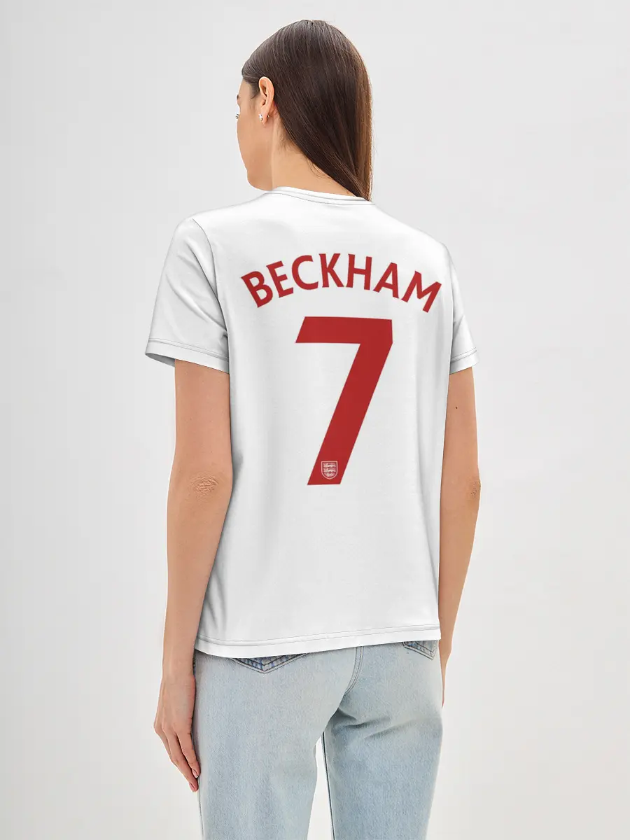 Женская базовая футболка / Дэвид Бекхэм Англия Ретро