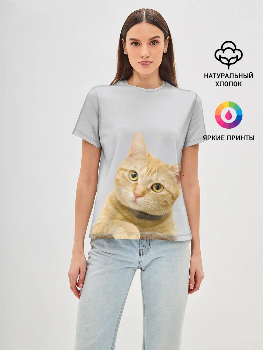 Женская базовая футболка / Рыжий котик