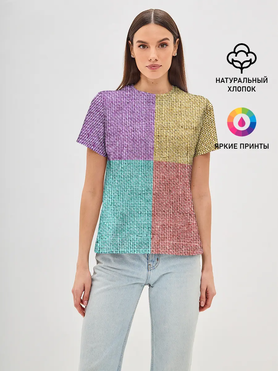 Женская базовая футболка / Burlap Patchwork