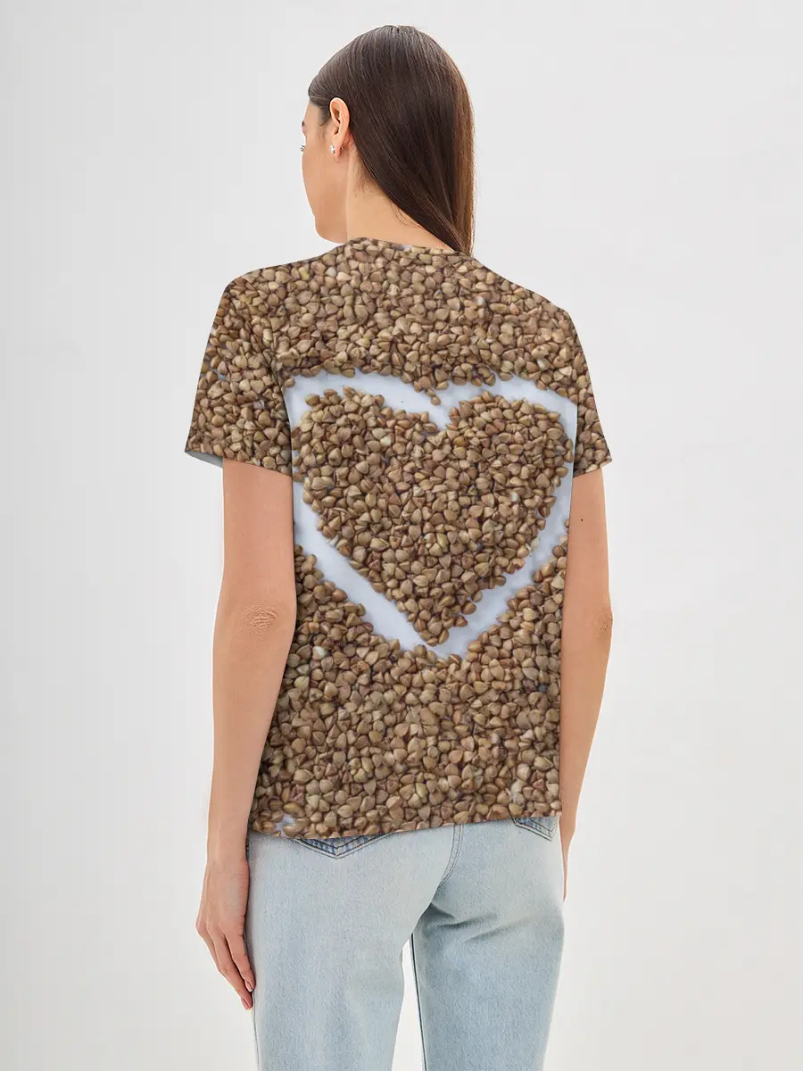 Женская базовая футболка / i love гречка