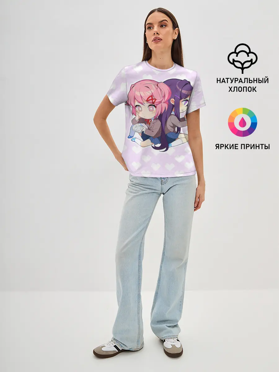 Женская базовая футболка / Chibi Natsuki and Yuri