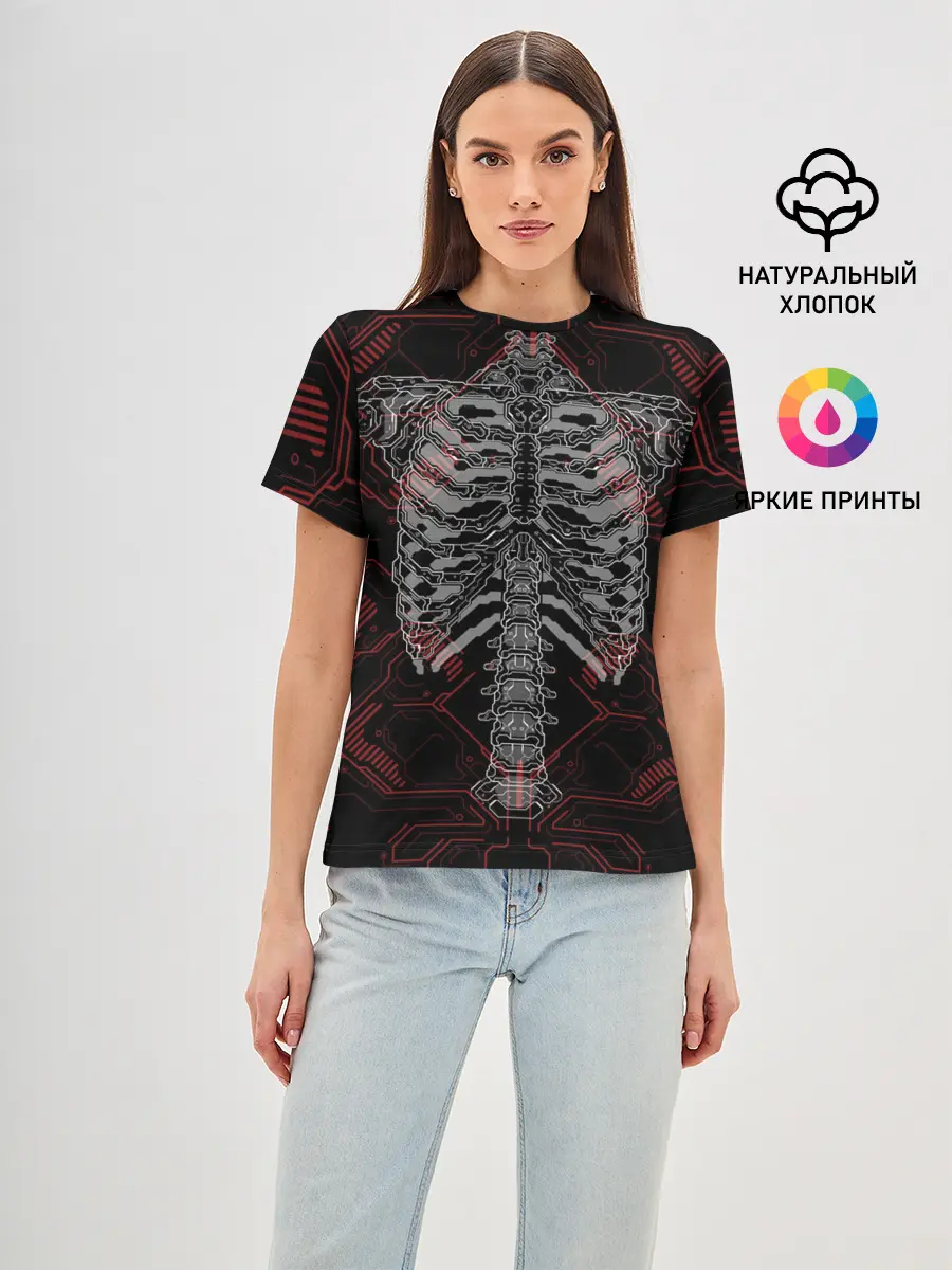 Женская базовая футболка / Цифровой киберскелет
