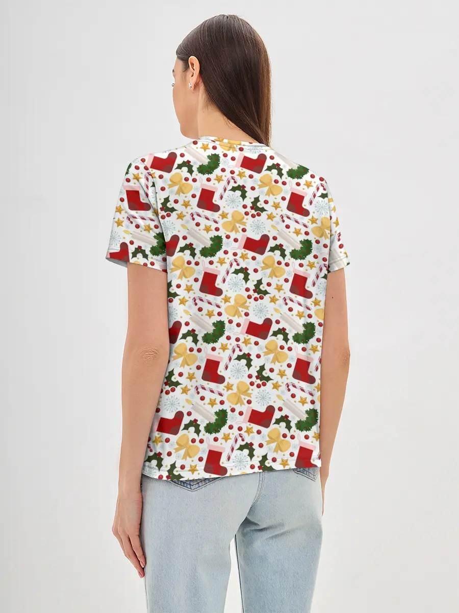 Женская базовая футболка / Рождественские Чулки