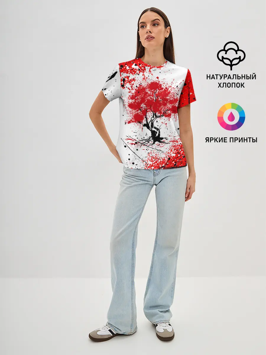 Женская базовая футболка / САКУРА | SAKURA | ВИШНЯ