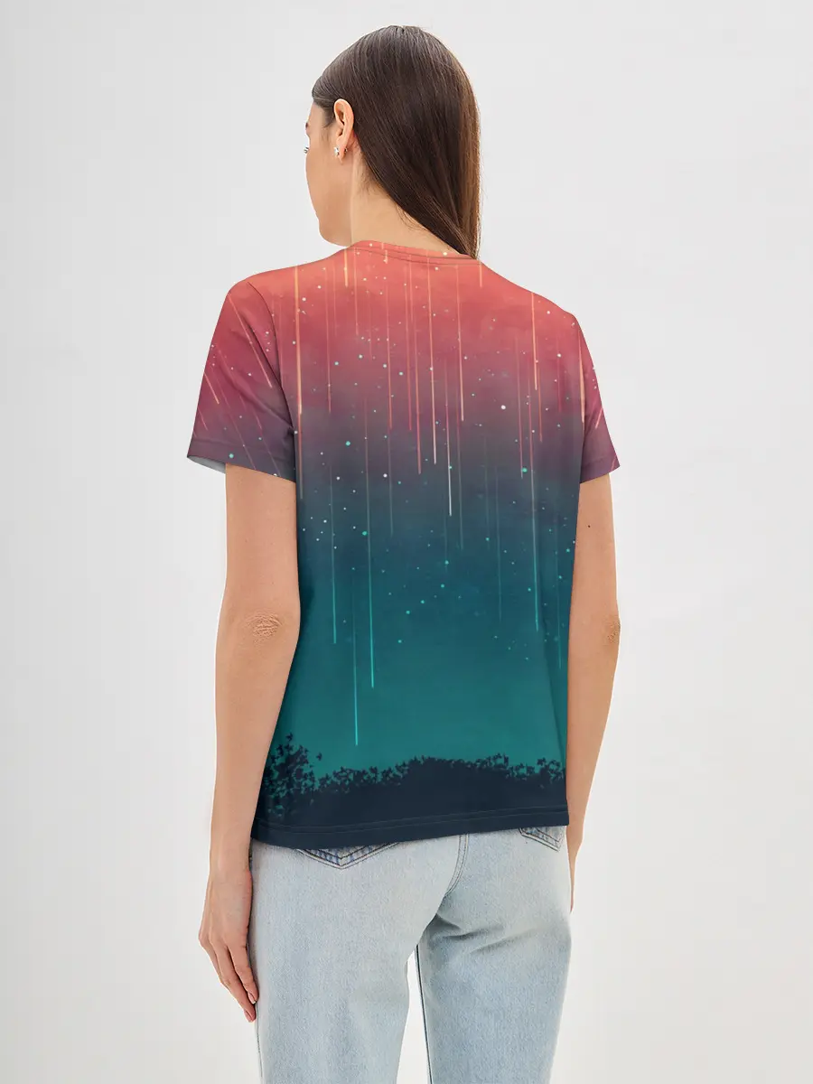 Женская базовая футболка / Космический Дождь