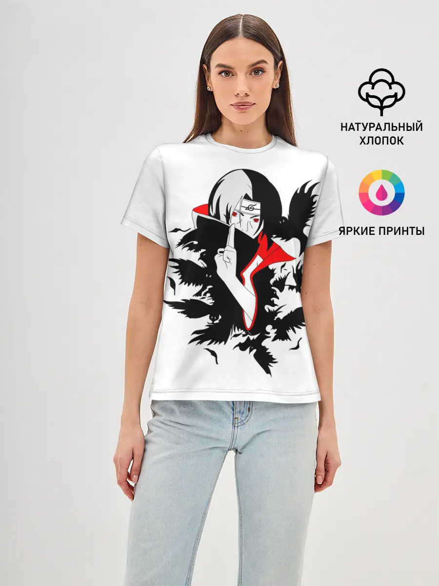 Женская базовая футболка / Человек и вороны аниме