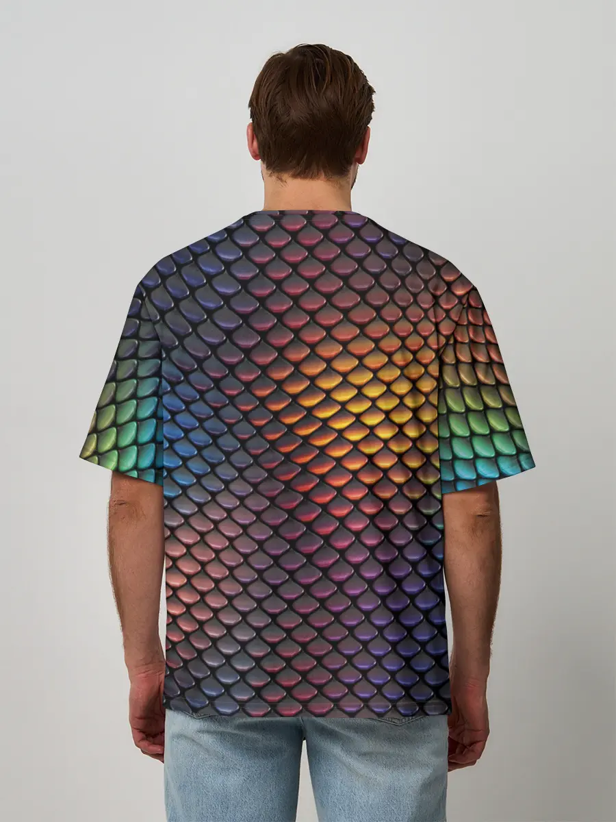 Мужская футболка оверсайз / Радужная чешуя
