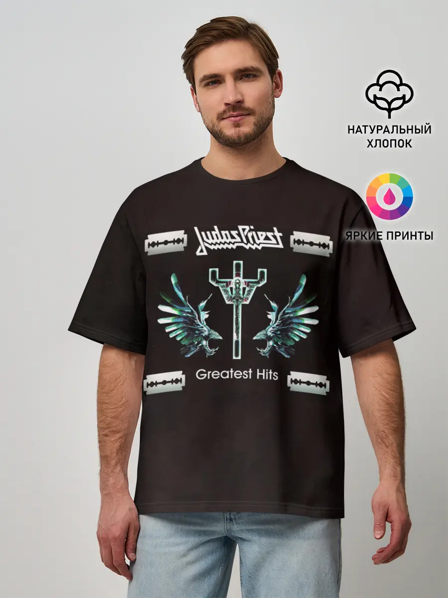 Мужская футболка оверсайз / Greatest Hits - Judas Priest