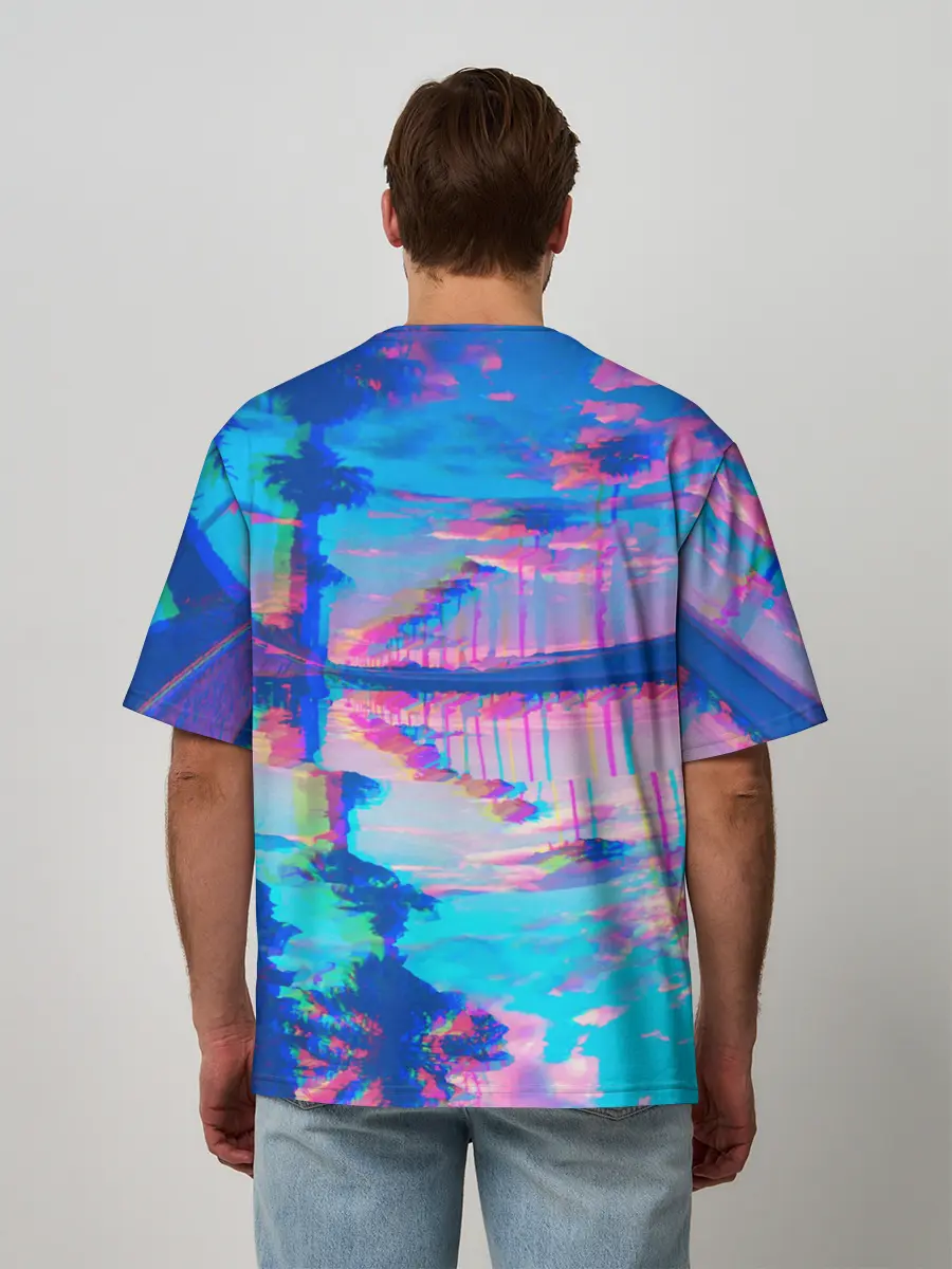 Мужская футболка оверсайз / ГАВАЙИ ГЛИТЧ